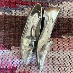 Nine West mirror silver flats